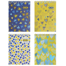 Блокнот на пружині зверху PATRIOT "HEARTS", А6, 40арк, клітинка, карт. обклад, асорті, KIDS Line, TM ZiBi