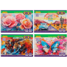 Альбом для малювання А4, 40арк, 120г/м2, на пружині, асорті, KIDS Line, TM ZiBi