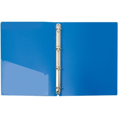 Папка на 4 кільця, А4, 30мм, з карманцем, пластикова, синя, ТМ Economix