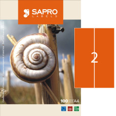 Етикетки клейкі, 2шт/А4, 105х297мм, 100арк/уп, TM SAPRO Labels