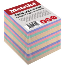 Блок паперу для нотаток, не склеєний, 90х90мм, 900арк, кольорове асорті, TM Metrika