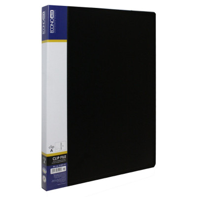 Папка-швидкозшивач, А4, з пружинним механізмом CLIP A та карманом, чорна, TM Economix