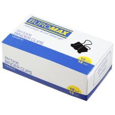 Біндер (зажим) 15мм, 12шт, чорний, TM Buromax