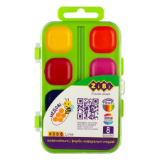 Фарби акварельні, 8 кольорів, пласт./кор. без/п, салатова, KIDS Line, TM ZiBi