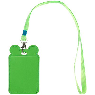 Бейдж на шнурку, 75х125мм, вертикальний, зелений, TM Kite