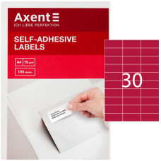 Етикетки клейкі, 30шт/А4, 70х29.7мм, 100арк/уп, TM Axent