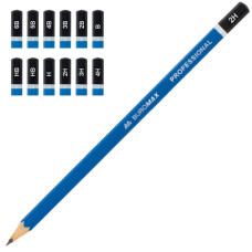 Набір олівців графітових, 6B-4H, корпус синій, без гумки, 12шт/уп, Professional, TM Buromax