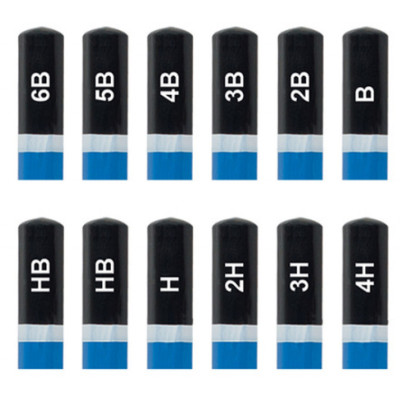 Набір олівців графітових, 6B-4H, корпус синій, без гумки, 12шт/уп, Professional, TM Buromax