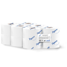 Туалетний папір, 2-шаровий, целюлоза (білий), на гільзі, 12рул/уп, 75м, ТМ Papero