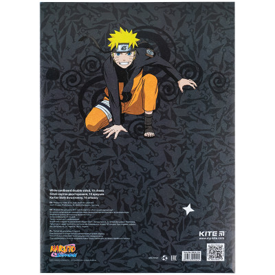 Картон білий, A4, 10арк, двосторонній, Naruto-2, TM Kite