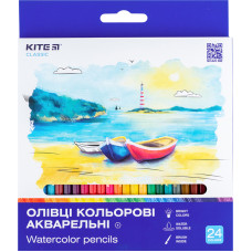 Олівці кольорові, 24шт, акварельні, Classic, TM Kite