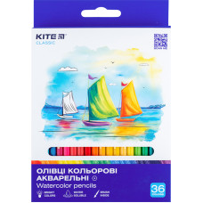 Олівці кольорові, 36шт, акварельні, Classic, TM Kite
