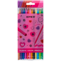 Олівці кольорові, 12шт, пластикові, Heart, TM Kite
