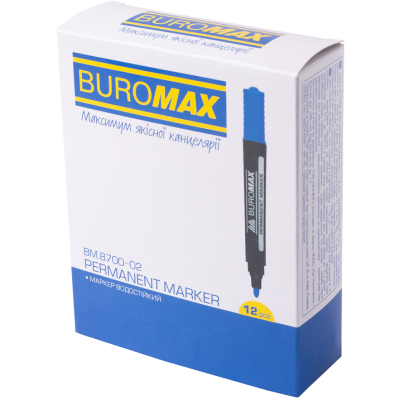 Маркер перманентний, лінія 2-4мм, синій, TM Buromax