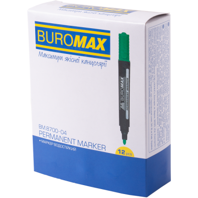 Маркер перманентний, лінія 2-4мм, зелений, TM Buromax