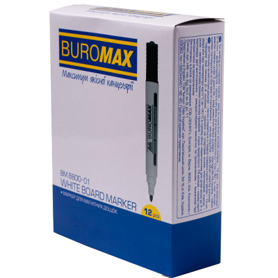 Маркер для дошок, лінія 2-4мм, чорний, TM Buromax