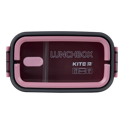 Ланчбокс подвійний з наповненням, 1400мл, рожевий, TM Kite