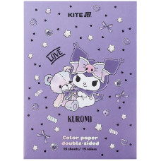 Папір кольоровий, А4, двосторонній, 15арк/15кол, Kuromi, TM Kite