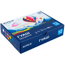 Гуаш, 12 кольорів, 20мл, Classic, TM Kite