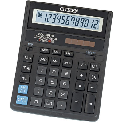 Калькулятор настільний, 158x203x31мм, 12-розрядний, чорний, SDC-888T, TM Citizen