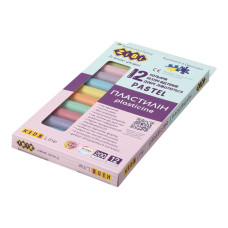 Пластилін PASTEL 12 кольорів, 200г (8 пастель + 4 гліттер), KIDS Line, TM ZiBi