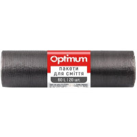 Пакети для сміття, 60л, 20шт, 60х70см, чорні, Optimum, ТМ Pro Service