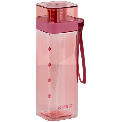 Пляшечка для води, 550мл, квадратна, рожева, TM Kite