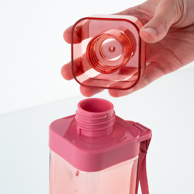 Пляшечка для води, 550мл, квадратна, рожева, TM Kite