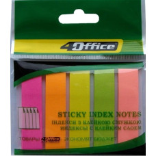 Закладки паперові клейкі, 12х50мм, 5х30арк, неон асорті, ТМ 4Office