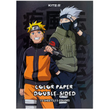 Папір кольоровий, А4, двосторонній, 15арк/15кол, Naruto2, TM Kite
