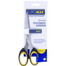 Ножиці офісні, 160мм, суцільнометалеві, ручки з гумовими вставками, чорні, TM Buromax