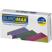 Скоби для степлера, №10, 1000шт, кольорові, TM Buromax