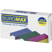 Скоби для степлера, №24/6, 1000шт, кольорові, TM Buromax