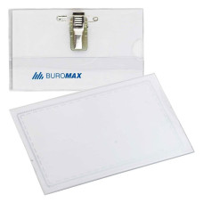 Бейдж горизонтальний, 90х55мм, кліп+шпилька, TM Buromax