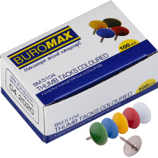 Кнопки канцелярські, кольорові, 100шт/уп, TM Buromax