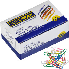 Скріпки, 28мм, 100шт, круглі, кольорові, TM Buromax