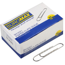 Скріпки, 78мм, 50шт, хвилясті, нікельовані, TM Buromax