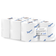 Туалетний папір, 2-шаровий, целюлоза (білий), на гільзі, 12рул/уп, 90м, Джамбо, ТМ Papero
