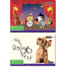 Зошит для нот, 16арк, горизонтальний, на скобі, ТМ ZiBi