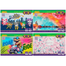 Альбом для малювання А4, 24арк, 120г/м2, на скобі, асорті, KIDS Line, TM ZiBi