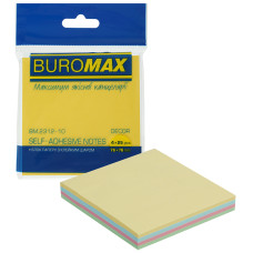 Блок паперу для нотаток клейкий, 76х76мм, 100арк, 4х25 арк, пастель декор, TM Buromax