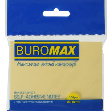 Блок паперу для нотаток клейкий, 76x102мм, 100арк, жовтий, TM Buromax