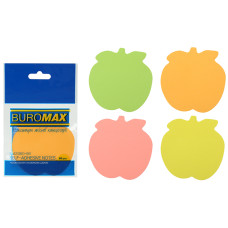 Блок паперу для нотаток клейкий, 50арк, неон асорті, Яблуко, TM Buromax
