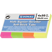 Закладки паперові клейкі, 20х50мм, 4х50арк, неон асорті, TM Donau