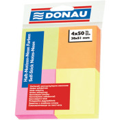 Блок паперу для нотаток клейкий, 38х51мм, 4х50арк, неон асорті, TM Donau