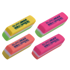 Ластик (гумка), 53x16x12мм, клиноподібний, асорті, TM Buromax