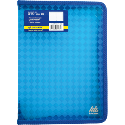 Папка-конверт, В5, на блискавці, напівпрозора, асорті, TM Buromax