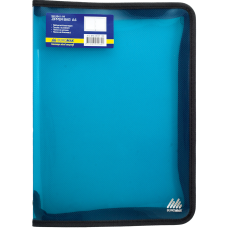 Папка ділова, А4, на блискавці, напівпрозора, чорний кант, асорті, TM Buromax