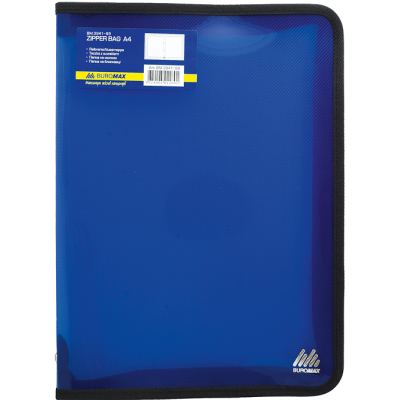 Папка ділова, А4, на блискавці, напівпрозора, чорний кант, асорті, TM Buromax