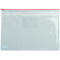 Папка-конверт, А4, на блискавці, прозора, червона, TM Buromax